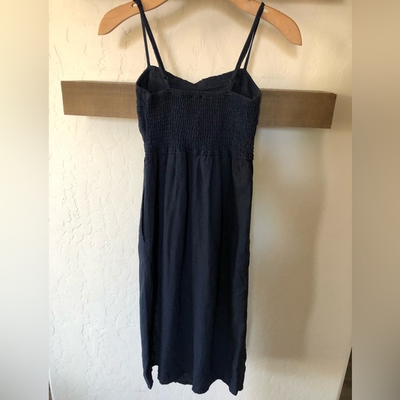 Marisa|Navy sleeveless midi dress with side slit and bow front detail•••small - Picture 4 of 13